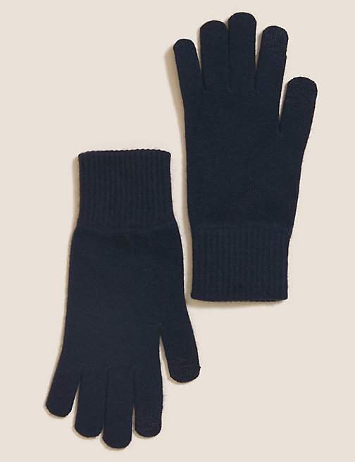 Marks And Spencer Womens M&S Collection Knitted Touchscreen Gloves - Navy