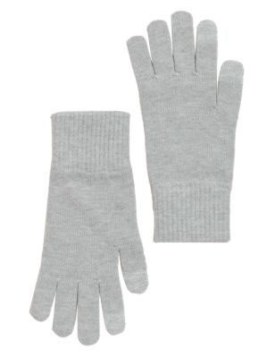 Womens M&S Collection Knitted Touchscreen Gloves - Grey