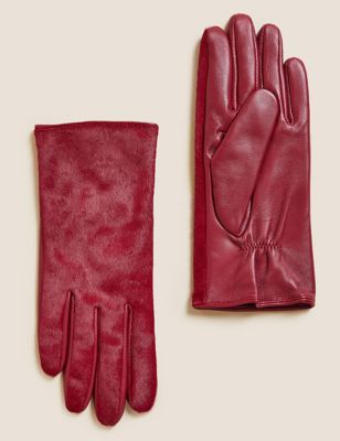 

Womens Autograph Leather Gloves - Red, Red
