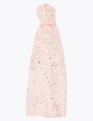 

Womens M&S Collection Mit Foliensternen bedruckter Schal - Zartrosa, Zartrosa