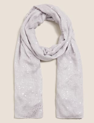 

Womens M&S Collection Star Foil Printed Scarf - Silver, Silver