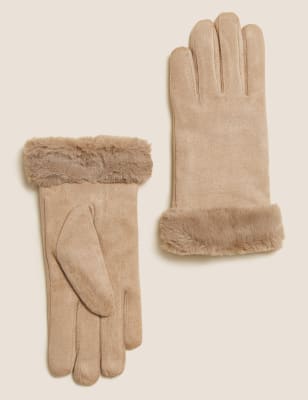 

Womens M&S Collection Handschuhe aus Kunstschafsleder - Natural, Natural