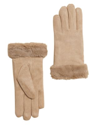M&S Womens Faux Sheepskin Gloves