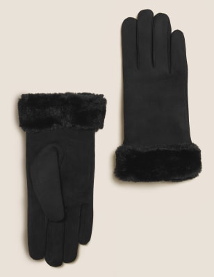 

Womens M&S Collection Faux Sheepskin Gloves - Black, Black