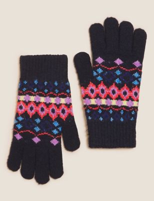 

Womens M&S Collection Knitted Fair Isle Gloves - Navy Mix, Navy Mix