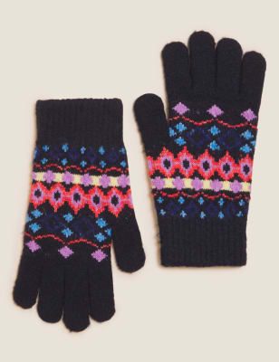 

Womens M&S Collection Knitted Fair Isle Gloves - Navy Mix, Navy Mix