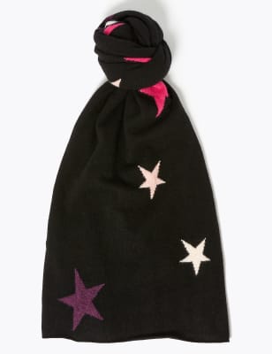 

Womens Autograph Schal aus reinem Kaschmir mit Sternenmuster - Schwarz Melange, Schwarz Melange