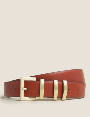 Womens M&S Collection Leather Square Buckle Jean Belt - Toffee, Toffee
