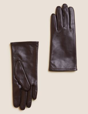Marks And Spencer Womens M&S Collection Leather Warm Lined Gloves - Chocolate, Chocolate