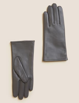 Marks And Spencer Womens M&S Collection Leather Warm Lined Gloves - Grey, Grey