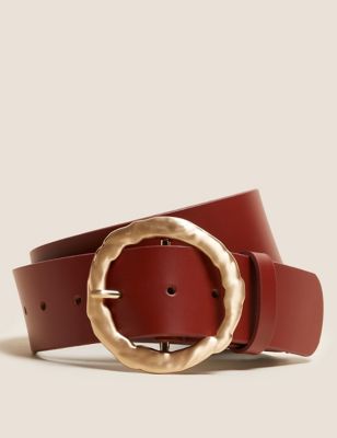 Womens M&S Collection Leather Circle Buckle Waist Belt - Tan, Tan