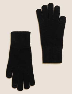 

Womens M&S Collection Knitted Touchscreen Gloves - Black, Black