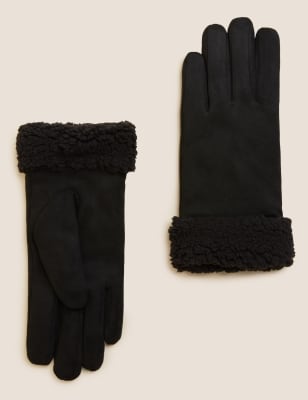 

Womens M&S Collection Faux Sheepskin Gloves - Black, Black