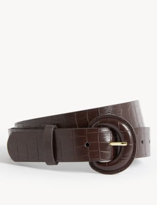 

Womens M&S Collection Faux Leather Lizard Effect Jeans Belt - Chocolate, Chocolate