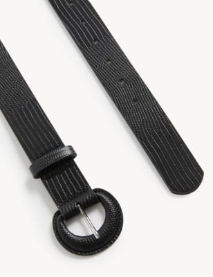 

Womens M&S Collection Faux Leather Lizard Effect Jeans Belt - Black, Black