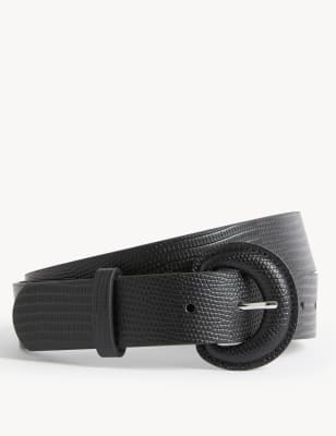 

Womens M&S Collection Faux Leather Lizard Effect Jeans Belt - Black, Black
