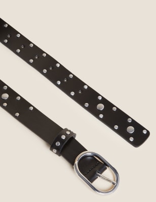 

Womens M&S Collection Leather Studded Jean Belt - Black, Black