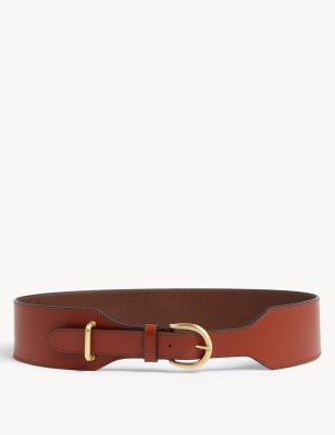 

Womens M&S Collection Leather Wide Waist Belt - Dark Tan, Dark Tan