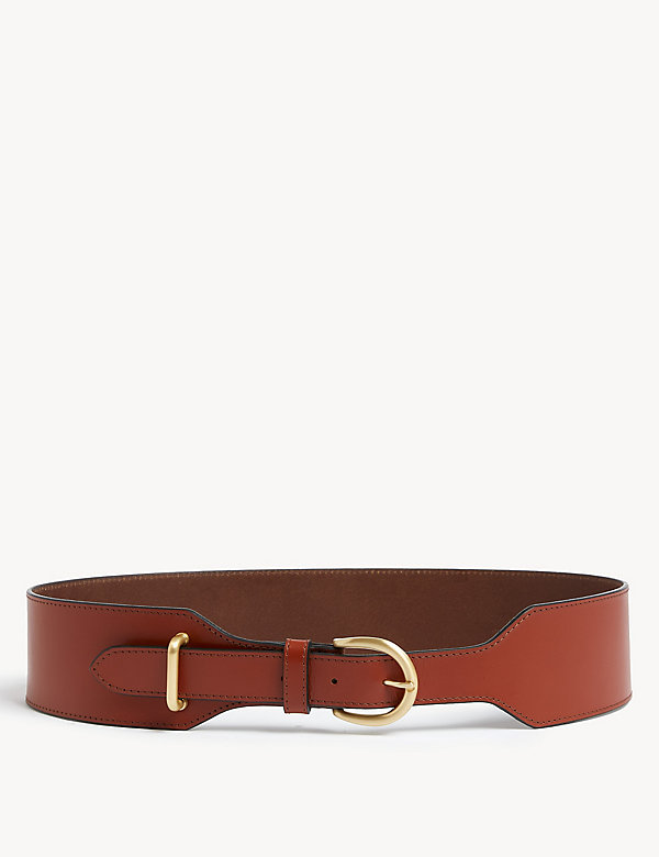 Leather Wide Waist Belt - GR