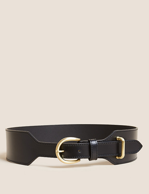 Leather Wide Waist Belt - HU