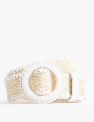 

Womens M&S Collection Raffia Circle Buckle Waist Belt - Natural, Natural