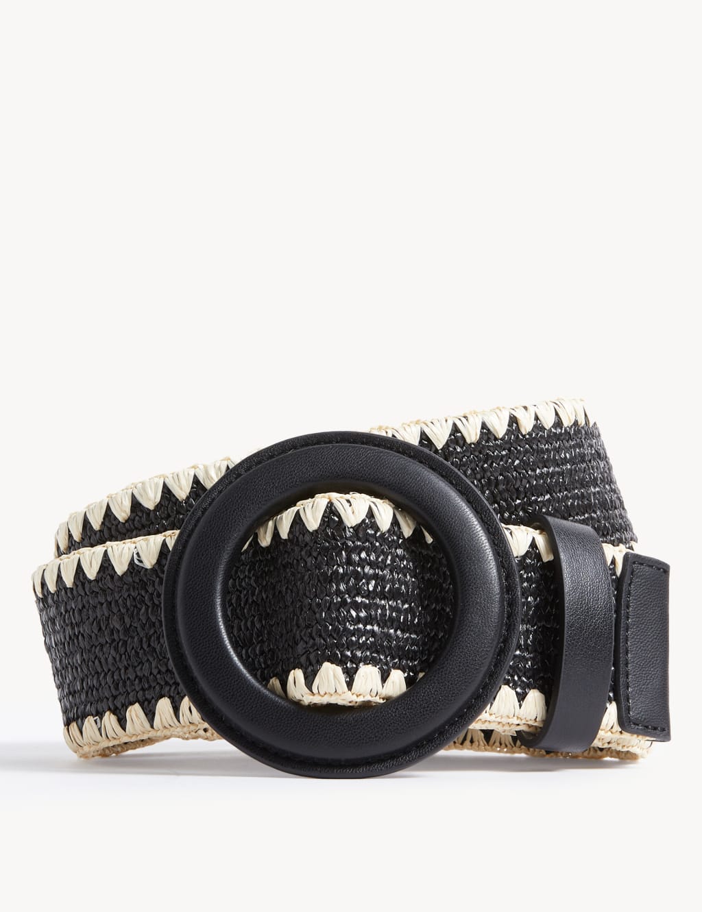 Raffia Circle Buckle Waist Belt image 1