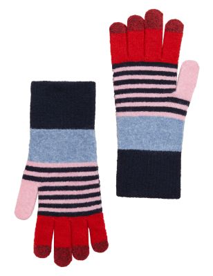 

Womens M&S Collection Gestreifte Strickhandschuhe - Marineblau Melange, Marineblau Melange