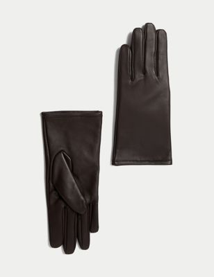 M&S Womens Leather Warm Lined Gloves - Chocolate, Chocolate