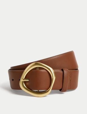 M&S Womens Faux Leather Waist Belt - Tan, Tan,Black