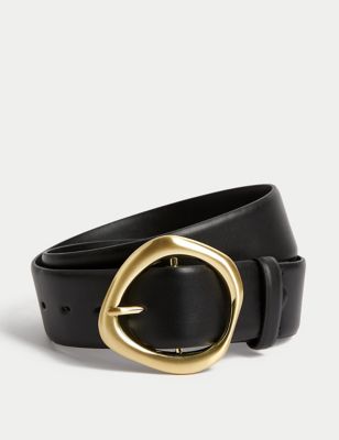 M&S Womens Faux Leather Waist Belt - XS - Black, Black,Tan