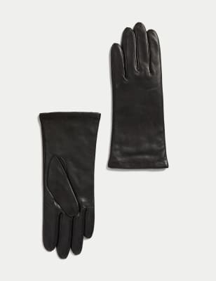 

Womens M&S Collection Leather Cashmere Lined Gloves - Black, Black