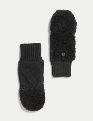 Fluffy Knitted Cuff Mittens