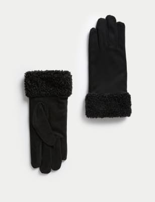 Fake on sale fur gloves