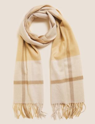 

Womens Autograph Pure Cashmere Woven Checked Scarf - Natural Mix, Natural Mix