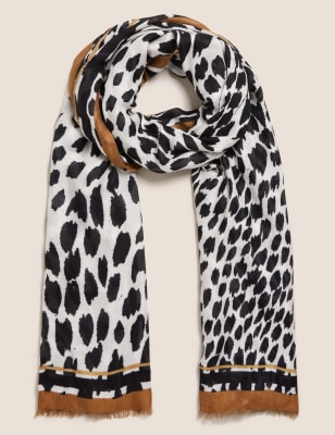 

Womens M&S Collection Animal Print Scarf with Modal - Natural Mix, Natural Mix