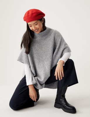 

Womens M&S Collection High-Low-Strickponcho - Grau, Grau