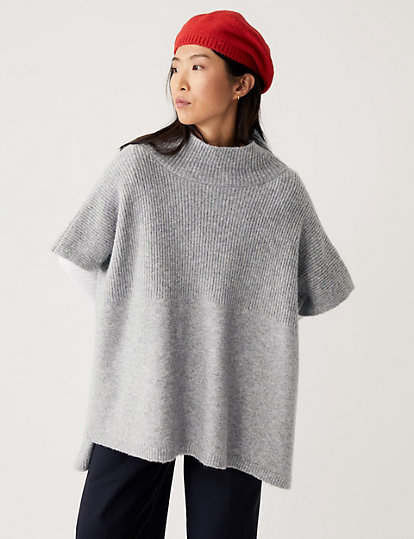 Knitted High Low Poncho