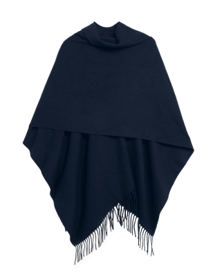 

Womens M&S Collection Gewebter Poncho mit Quasten - Marineblau, Marineblau