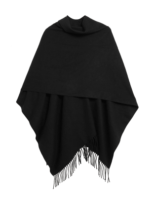 

Womens M&S Collection Woven Tassel Poncho - Black, Black