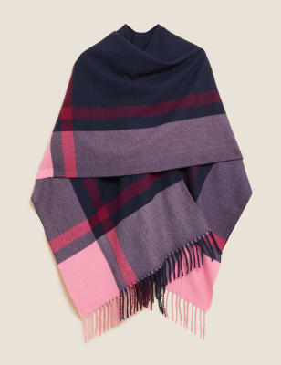 

Womens M&S Collection Colour Block Poncho - Navy Mix, Navy Mix