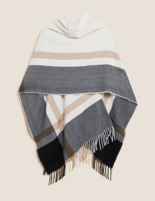 

M&S Collection Poncho de bloques de colorWomens - Mezcla De Tonos Naturales, Mezcla De Tonos Naturales
