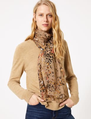 Sjaal van zuivere zijde met dierenmotief