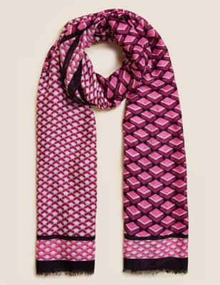 

Womens M&S Collection Gemusterter Schal mit Modal - Dunkelrosa, Dunkelrosa