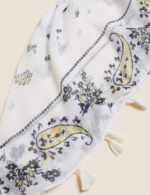 

Womens M&S Collection Floral Tassel Scarf - Cream, Cream