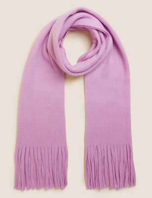 

Womens M&S Collection Knitted Tassel Scarf - Lavender, Lavender