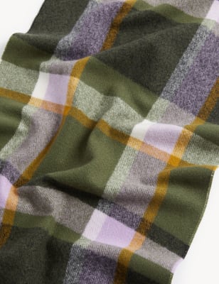 

M&S Collection Bufanda de cuadros con borlasWomens - Mezcla De Tonos Verdes, Mezcla De Tonos Verdes