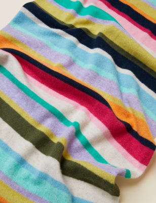 

Womens Autograph Gestreifter Strickschal aus reinem Kaschmir - Rosa Melange, Rosa Melange