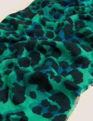 Animal Print Scarf with Wool