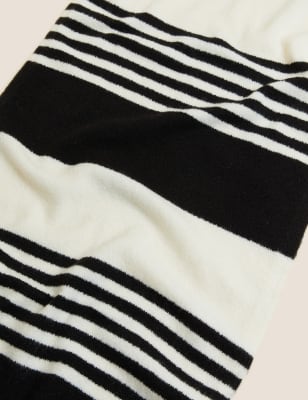 

Womens M&S Collection Knitted Striped Scarf - Black Mix, Black Mix