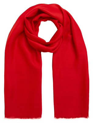 

Womens M&S Collection Woven Fringed Scarf - Red, Red